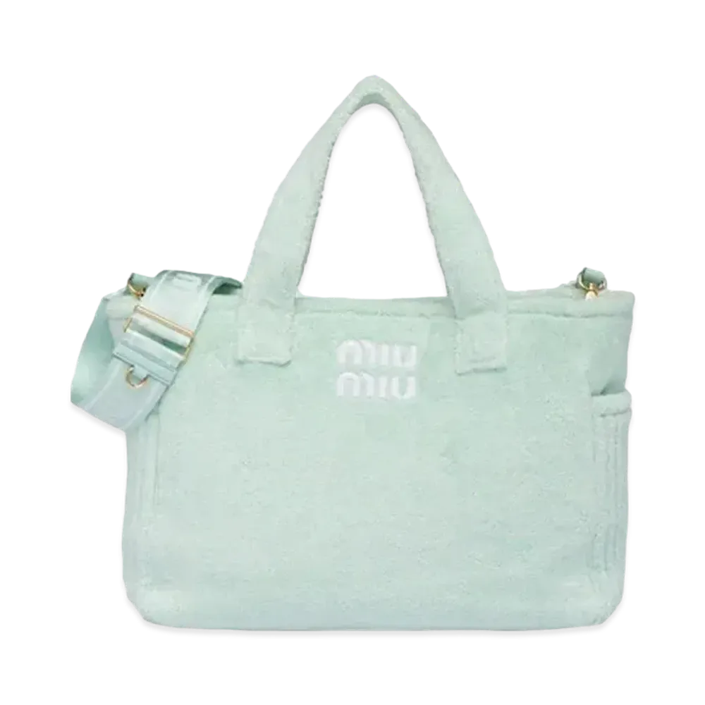 MIU MIU Terry Cross Tote Bag "Pastel Green"