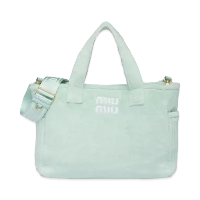 MIU MIU Terry Cross Tote Bag "Pastel Green"