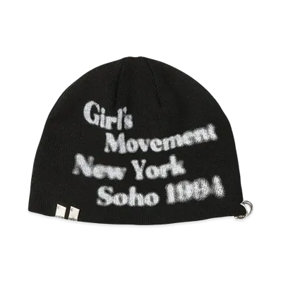 X-Girl Women's Charm Accent Printed Beanie "Black"