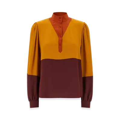 Saint Laurent Women's Color-Block Blouse "Multi"