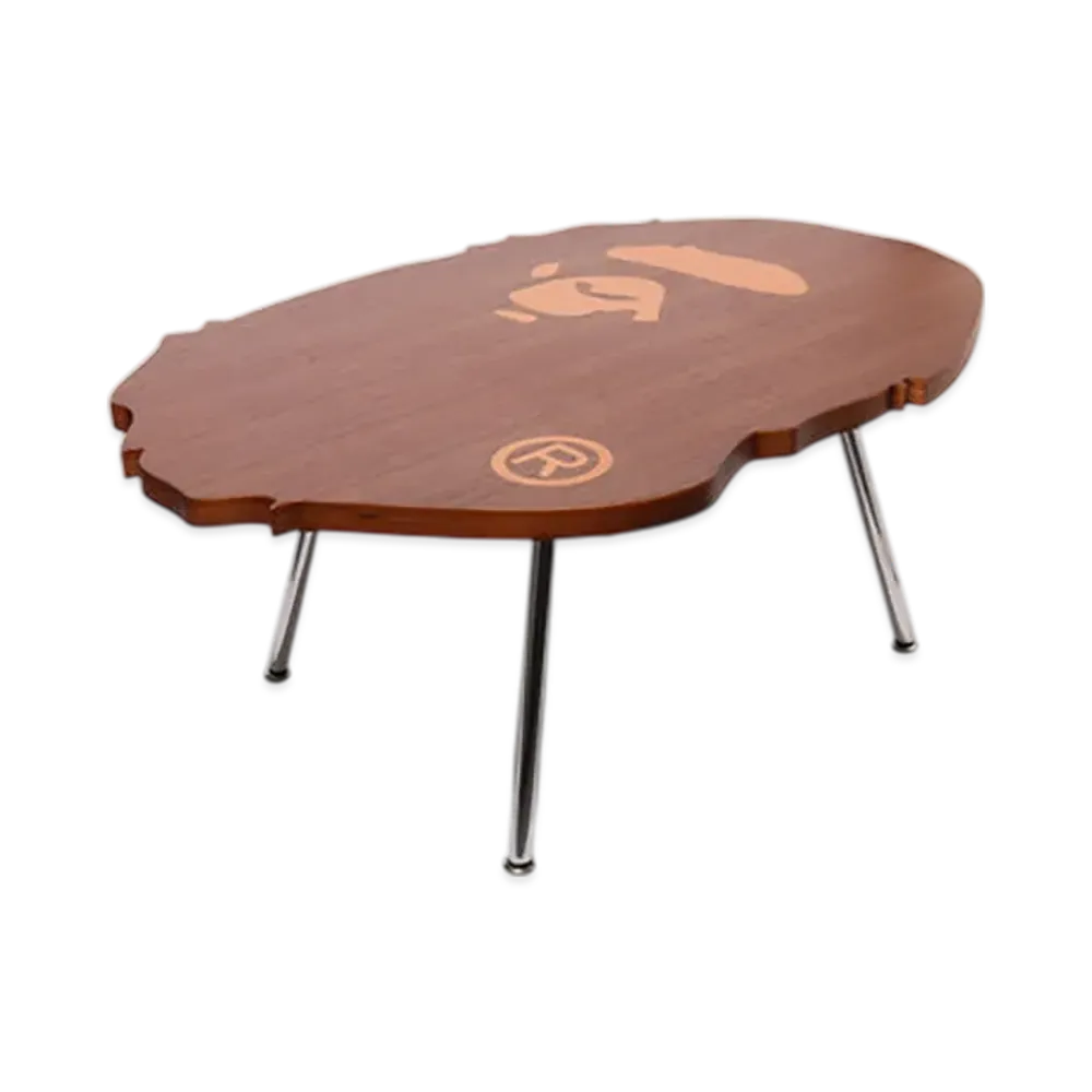 A BATHING APE Ape Head Wooden Coffee Table Bape Home "Brown"