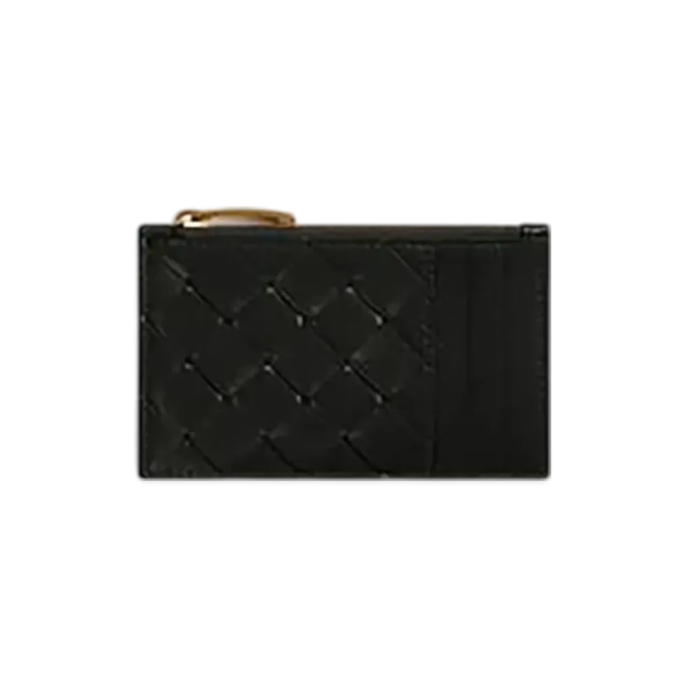 Bottega Veneta Intrecciato Zipped Card Case "Black"