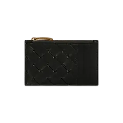 Bottega Veneta Intrecciato Zipped Card Case "Black"