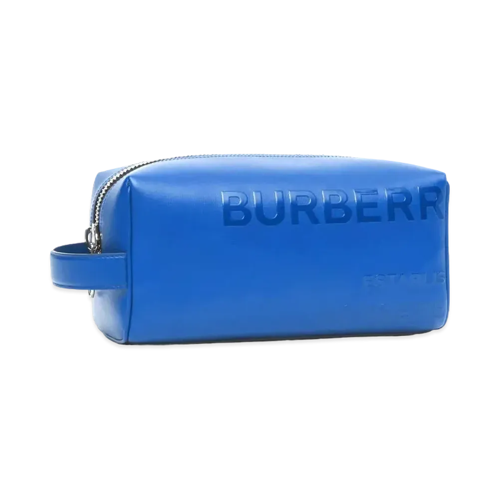 BURBERRY Horse Ferry Printed Leather Travel Pouch "Midnight Navy"