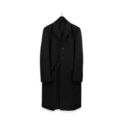 Yohji Yamamoto POUR HOMME Wool Gabardine Doctor's Coat "Black"