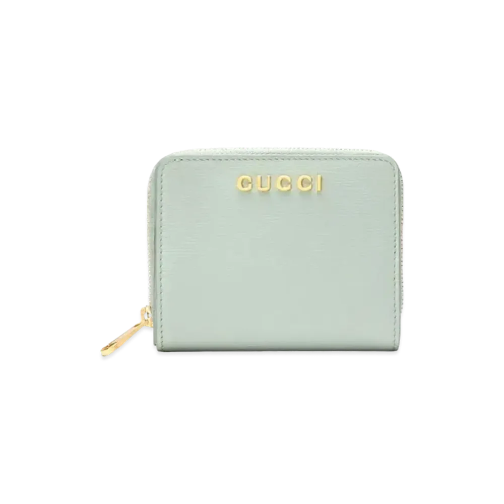 GUCCI Mini Wallet With Gucci Script "Pale Green"