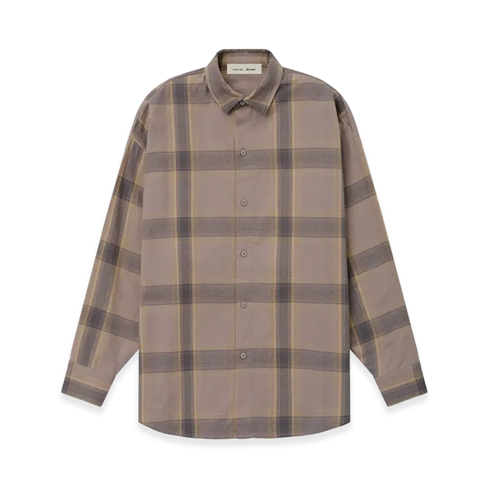 FEAR OF GOD ESSENTIALS Women's Flannel Button Up Shirt "Seal Plaid"