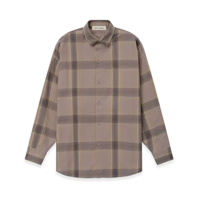 FEAR OF GOD ESSENTIALS Women's Flannel Button Up Shirt "Seal Plaid"