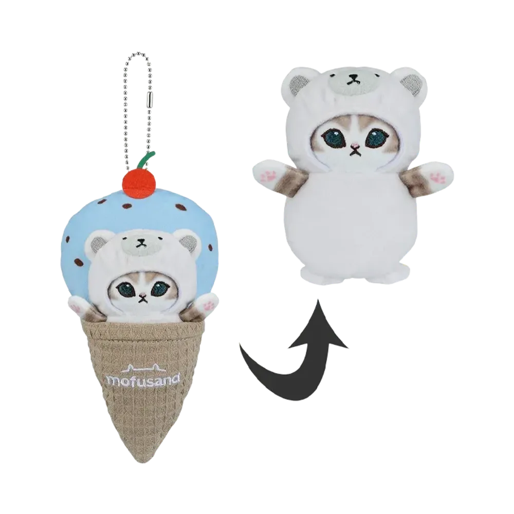BANDAI "Ichiban Kuji" -mofusand ~Cool and Relaxing Time~- C Prize Cool Sweets Blanket Plush Mascot - Polar Bear Nyan