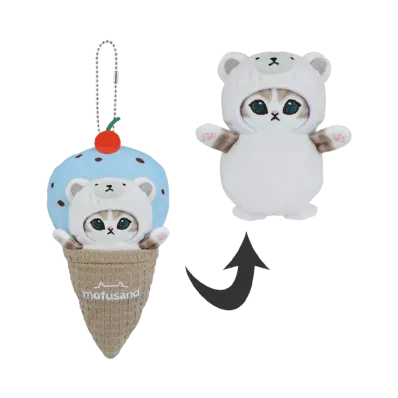 BANDAI "Ichiban Kuji" -mofusand ~Cool and Relaxing Time~- C Prize Cool Sweets Blanket Plush Mascot - Polar Bear Nyan