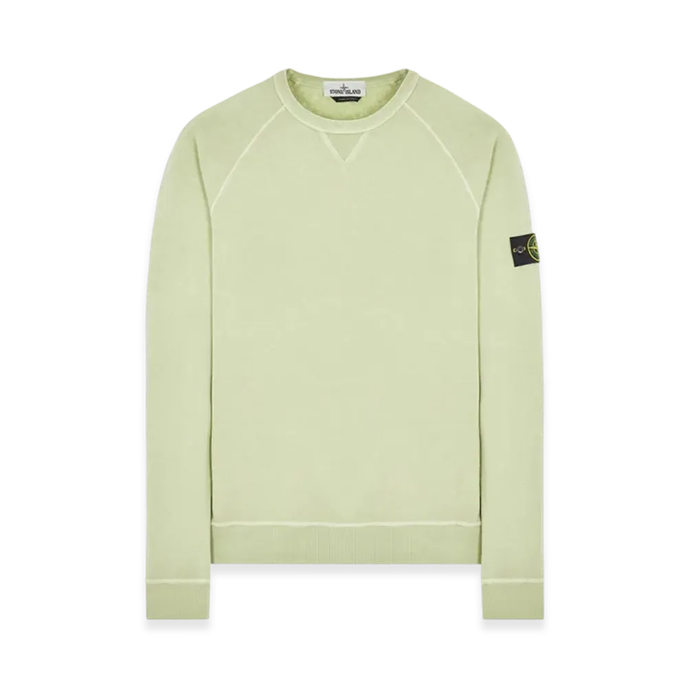 Stone Island 66360 Garment Dyed Malfile Fleece Crewneck Sweatshirt - 22SS "Light Green"