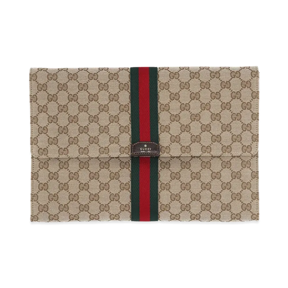 GUCCI Women's GG Medium Pouch "Sand/Dark Brown"