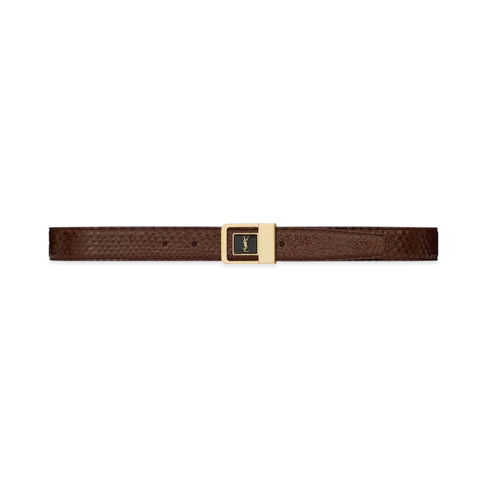 Saint Laurent La 66 Buckle Belt In Python "Sienna Brown/Black"
