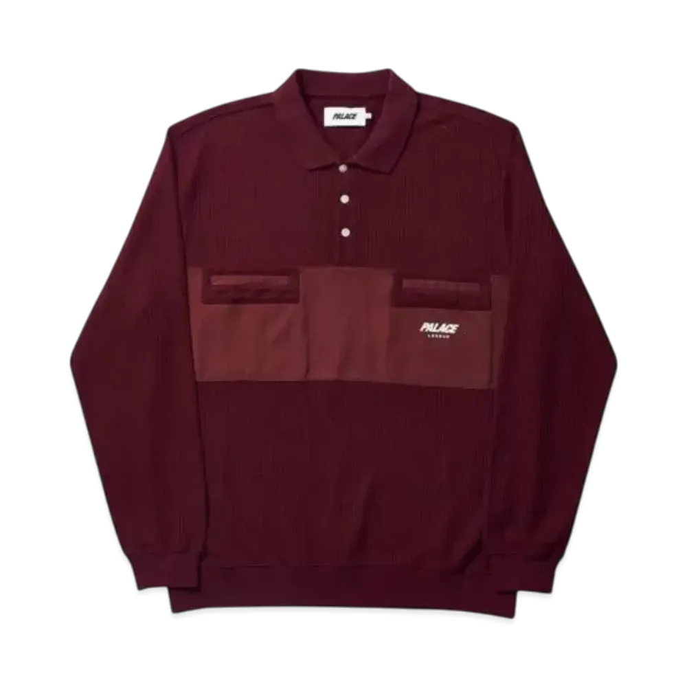 PALACE Waffle On Polo "Burgundy"
