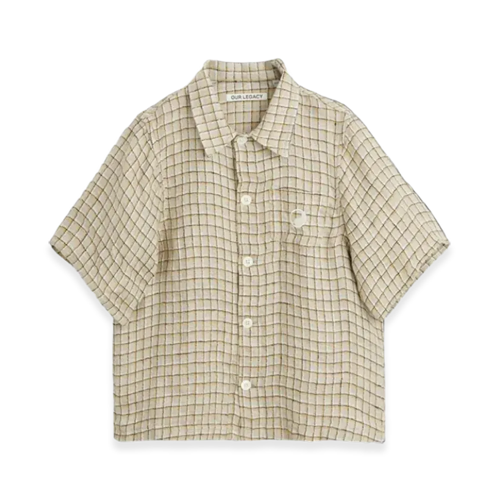 OUR LEGACY Kids Work Shop Box Shirt Short Sleeve "Grey Yellow Check"