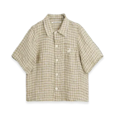 OUR LEGACY Kids Work Shop Box Shirt Short Sleeve "Grey Yellow Check"