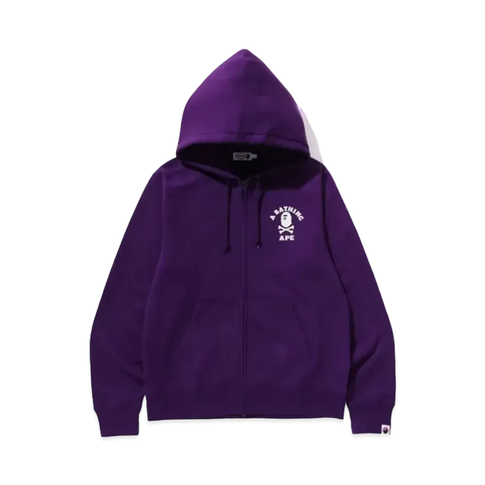 A BATHING APE Ape Crossbone College Zip Hoodie "Purple"