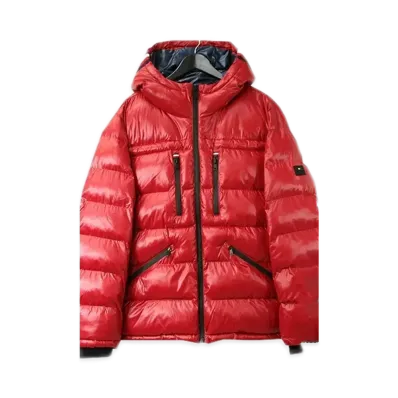 TOMMY HILFIGER Shiny Hoodie Puff Jacket Us Model Puff Blouson "Red"