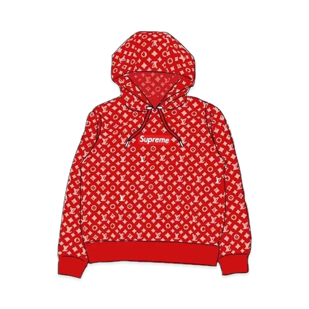 Supreme x Louis Vuitton Box Logo Hooded Sweatshirt "Red"