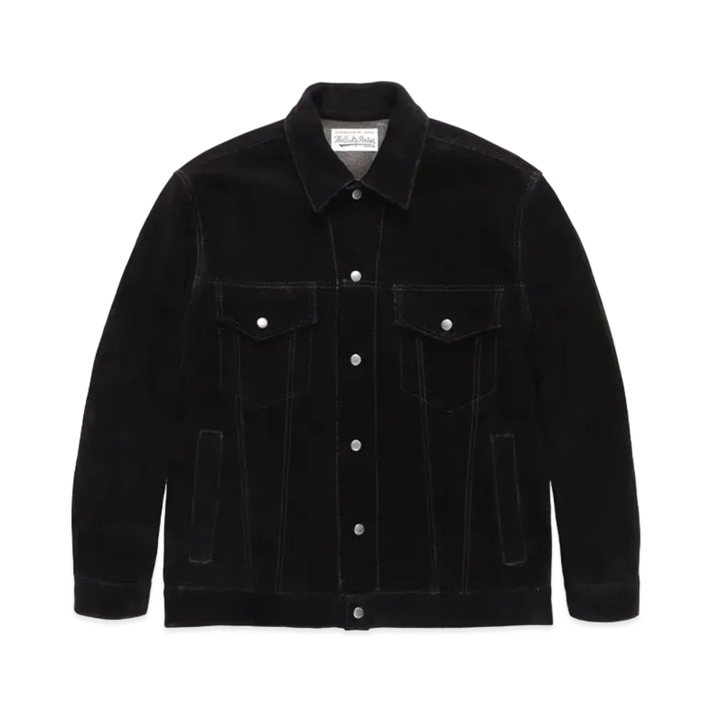 WACKO MARIA SUEDE LEATHER TRUCKER JACKET "Black"