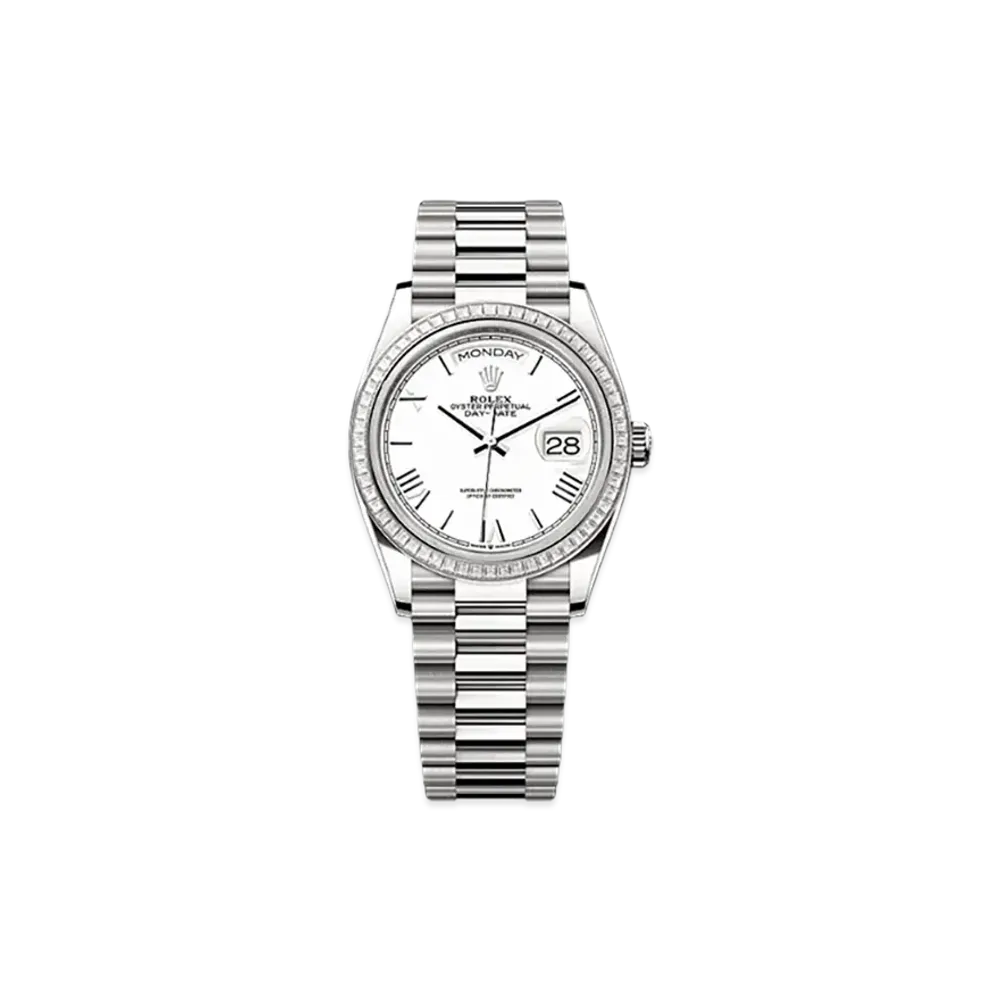ROLEX Day-Date 36mm White Gold Diamond 128399TBR "White"