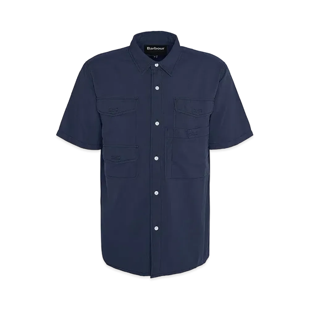 Barbour Heritage + / Heritage Plus Lisle Nylon Short Sleeve Safari Shirt (Oversized Fit) "Navy"