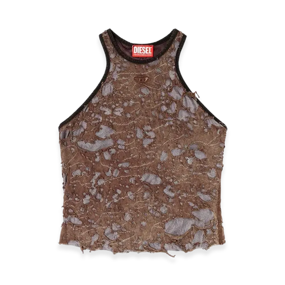 Diesel T-Ilm Tank Top In Destroyed Jersey "Brown"