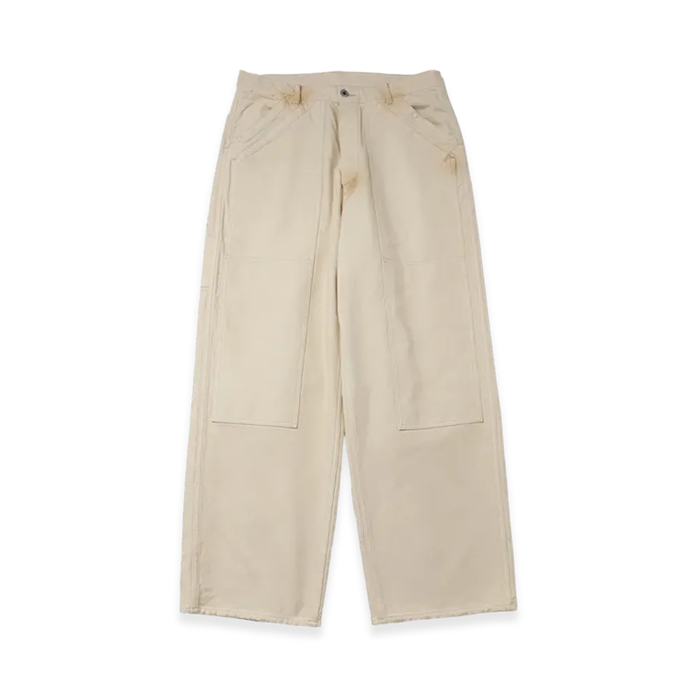 A.PRESSE Vintage Silk Hemp Double Knee Pants "Beige"
