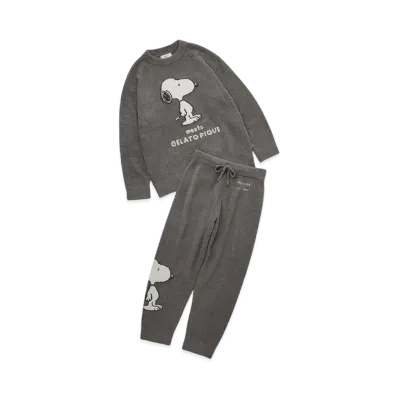 GELATO PIQUE x PEANUTS Homme Baby Moko Jacquard Pullover & Long Pants Set "Charcoal Gray"
