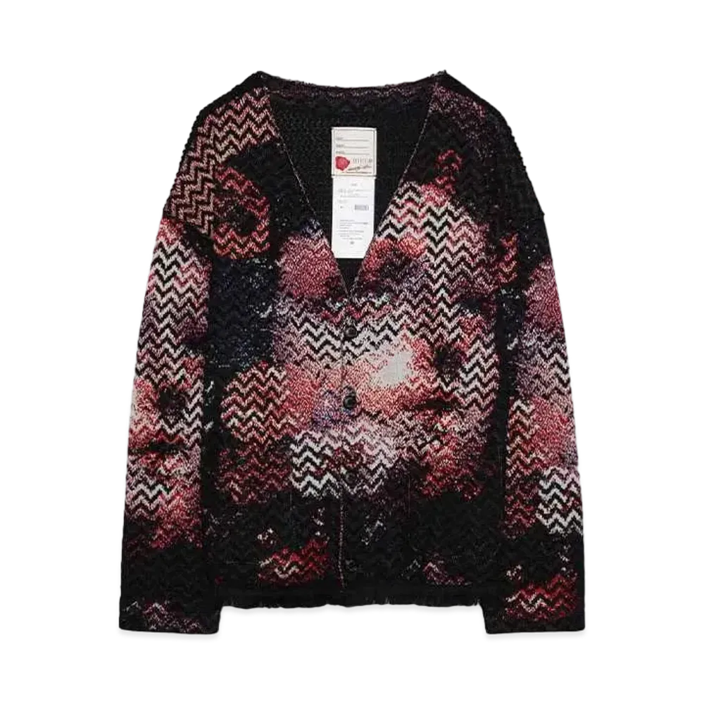 SEVESKIG Bouclé Six-Color Jacquard Knit Cardigan/Ver,VENTY "BLACK"