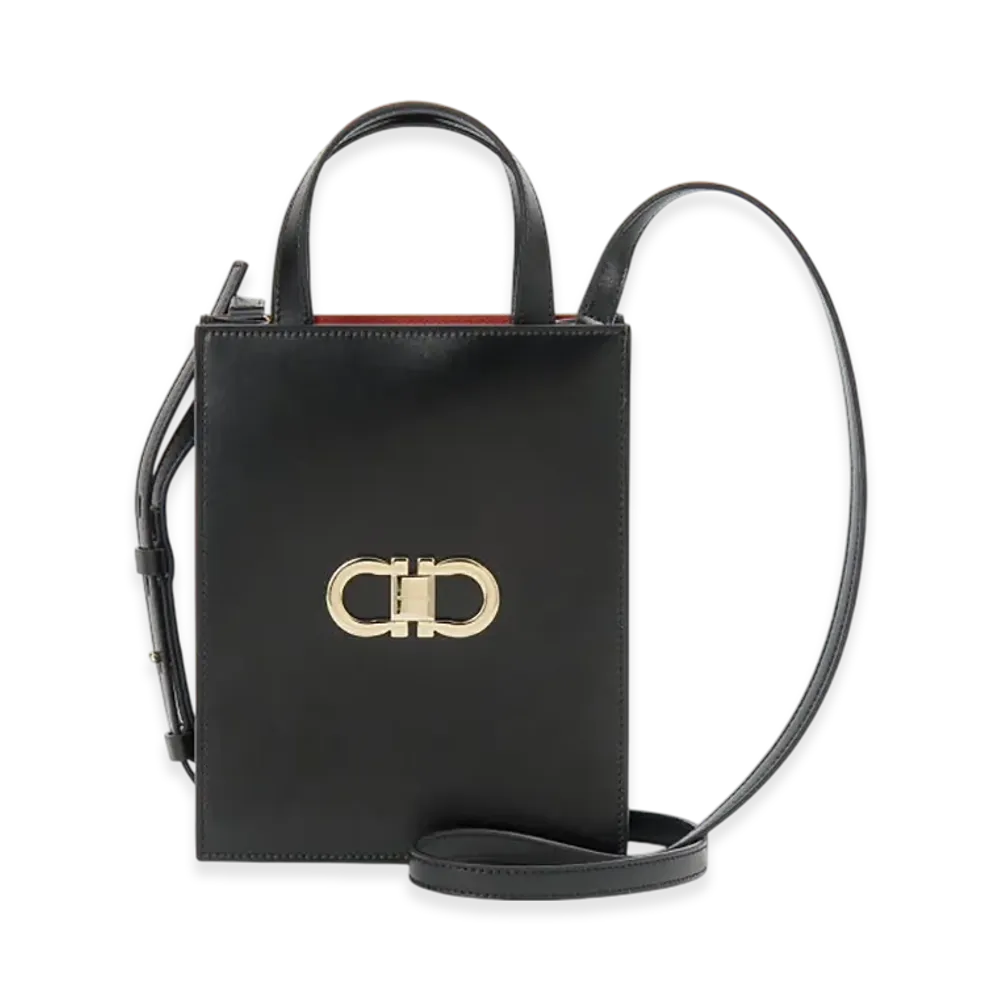 Salvatore Ferragamo Shoulder Bag Women Double Gancini "Black"