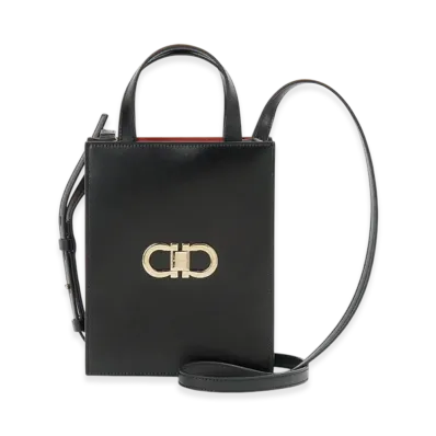 Salvatore Ferragamo Shoulder Bag Women Double Gancini "Black"
