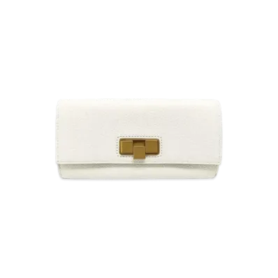 Bottega Veneta Goatskin Calfskin Continental Wallet "White"