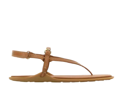 MIU MIU Women's Camel Leather Thong Sandals "Beige"