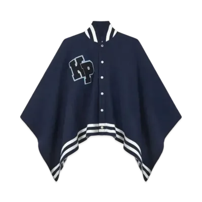 KENZO 'STAMP' Wool Poncho "Midnight Blue"