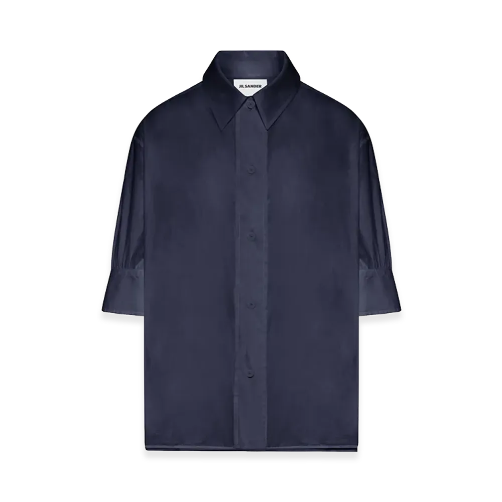 Jil Sander Women's Semi-Transparent Cotton Shirt "Blue"