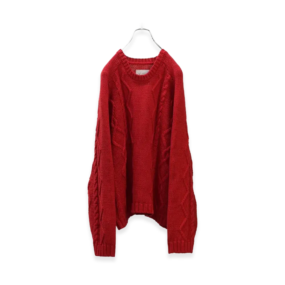 ANCELLM Cable Stich Knit "Red"