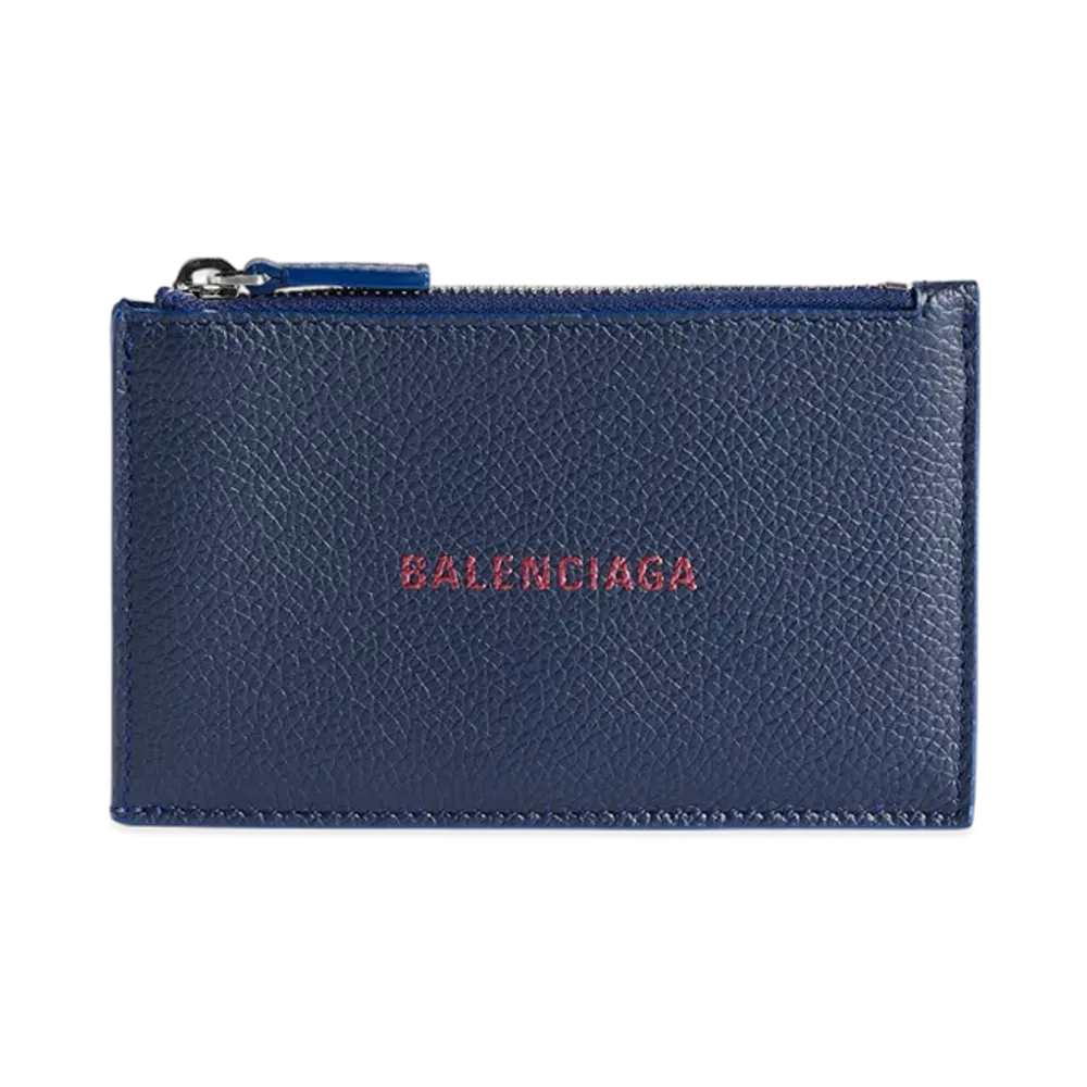 BALENCIAGA Cash Long Coin And Card Holder Large "Navy/Burgundy"