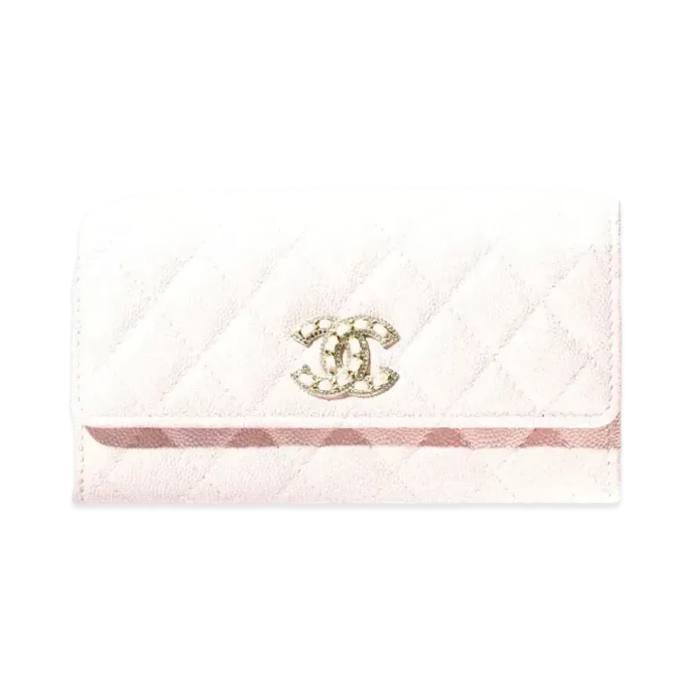 CHANEL Flap Wallet Grain Shiny Calfskin "Pink"