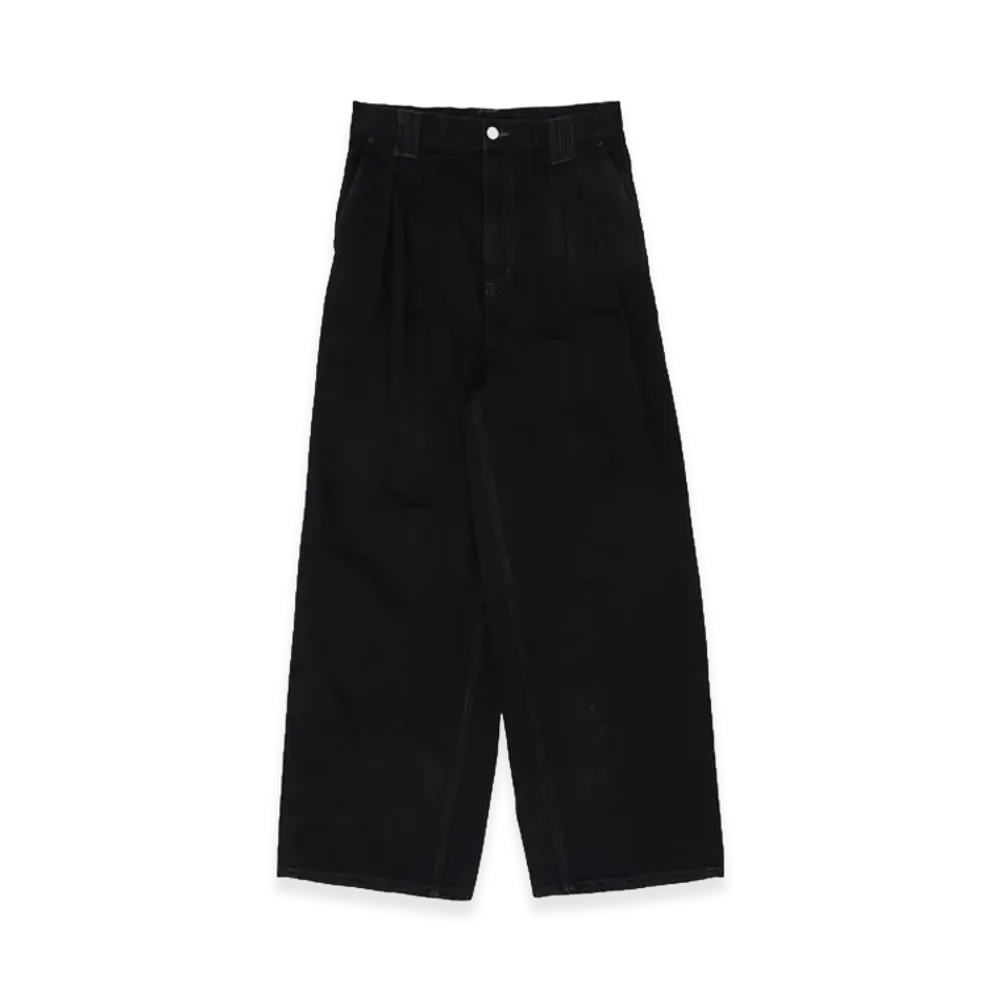 YOKE Denim 3pleated Wide-leg Trousers "Black"