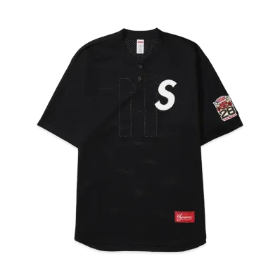 Supreme Shop S Logo Baseball Henley "Black - Tokyo"