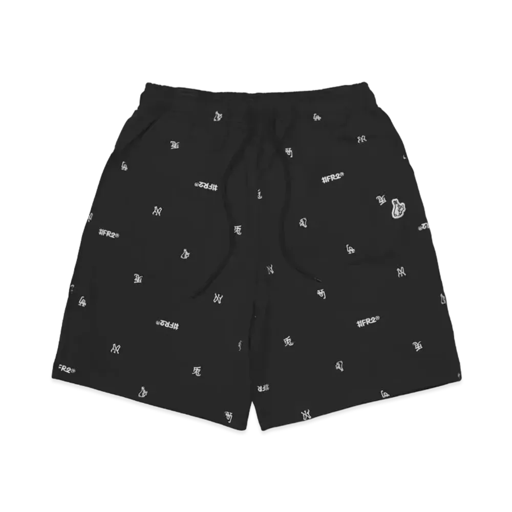 FR2 Full Pattern Logo Embroidery Sweat Short Pants "Black"