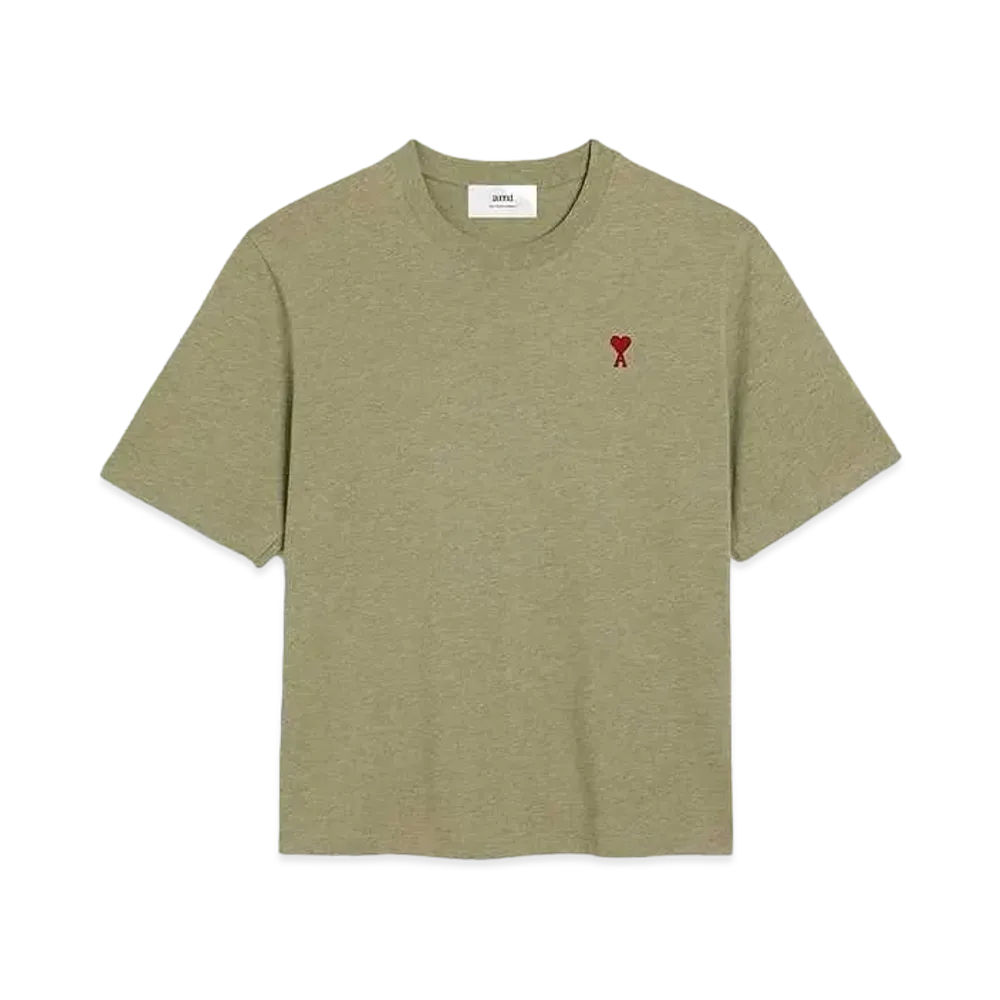 AMI PARIS Organic Cotton Heavy Jersey AMI DE COEUR Boxy Fit T-shirt "Heather Sage"