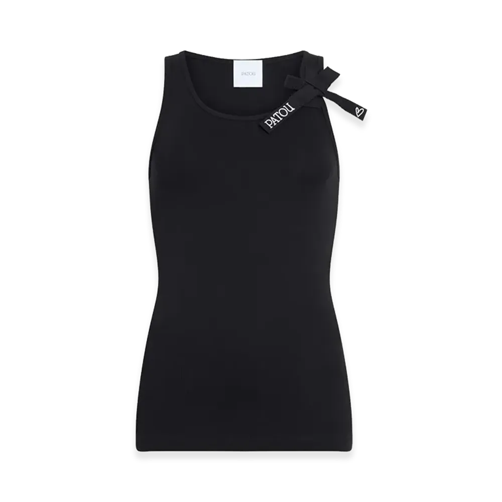 PATOU Women's Bow-Detail Cotton Tank Top "Black"