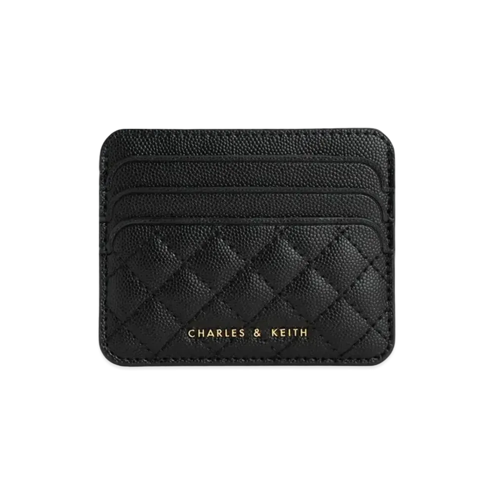 CHARLES & KEITH Cleo Quilt Card Holder "Black"