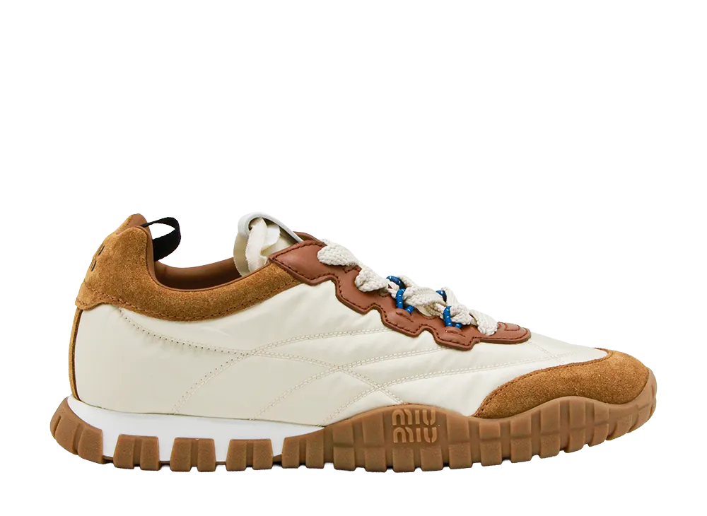 マリア MIU MIU Women's Tyre Technical Fabric and Suede Sneakers 
