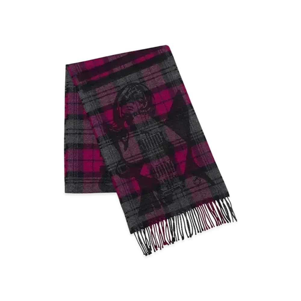 HYSTERIC GLAMOUR Mac.N/Guitar Girl Check Muffler "Purple"