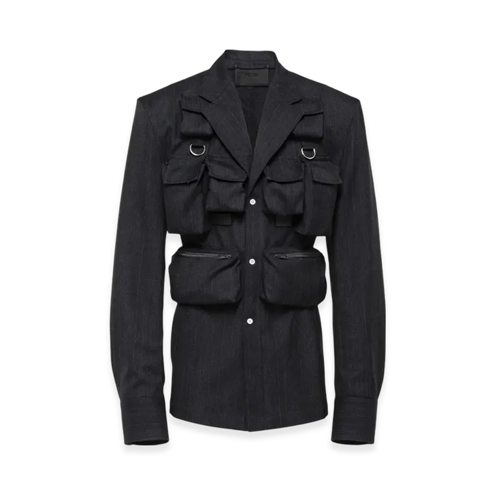 PRADA Single Breasted Wool Jacket "Navy"