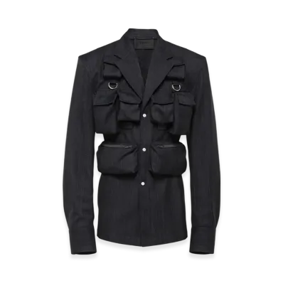 PRADA Single Breasted Wool Jacket "Navy"