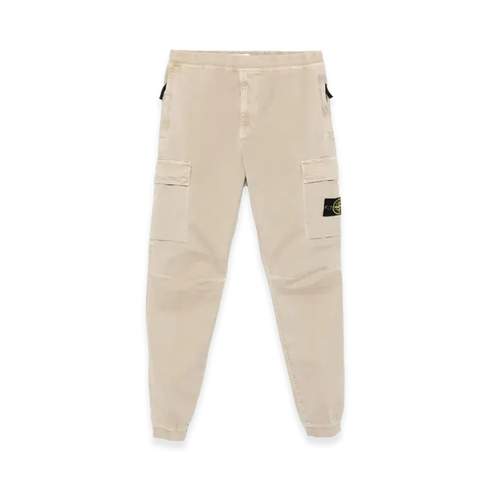 Stone Island Tapered Fit Cotton Cargo Pants with Elasticated Waistband "Beige"